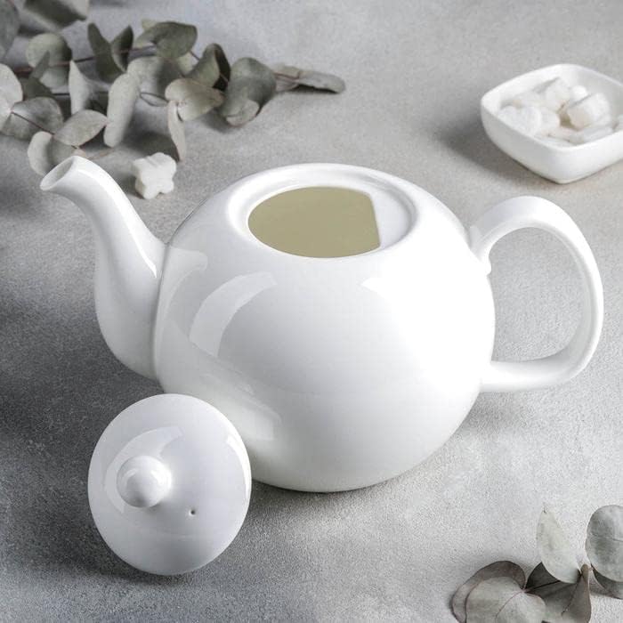 Wilmax Kaffee- und Teekanne mit integriertem Ausgusssieb 2150 ml Weiß aus Porzellan