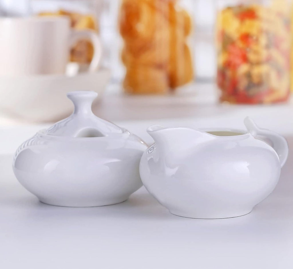 Wilmax Zuckerdose und Milchkännchen Set Weiß Porzellan WL-995025/2C