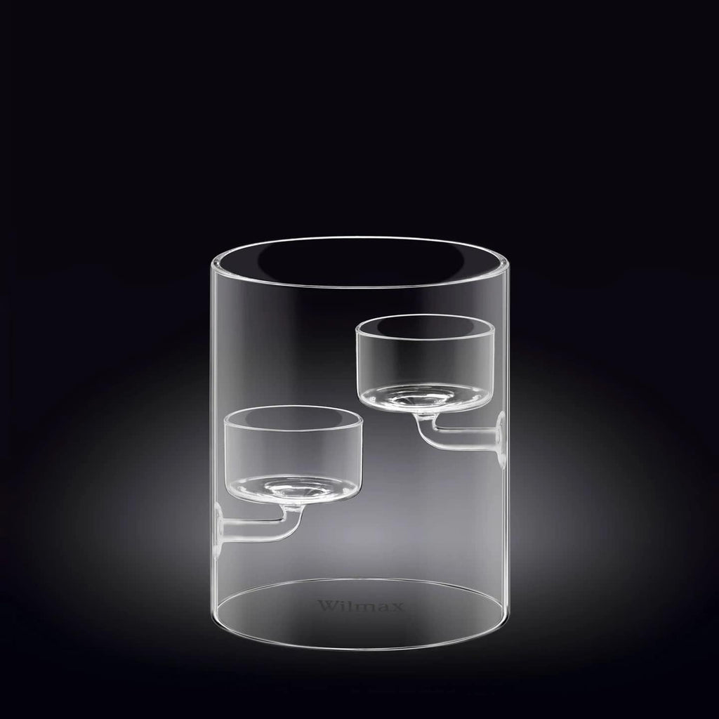 Wilmax Kerzenhalter für 2 Teelichter Thermoglas WL-888905/A