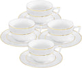 Wilmax Teetasse mit Untertasse 240 ml Weiß Goldrand Porzellan 4er Set WL-880102404/AB4