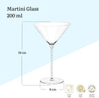 Wilmax Martiniglas 200 ml Kristallglas Transparent 2er Set WL-888106/2C