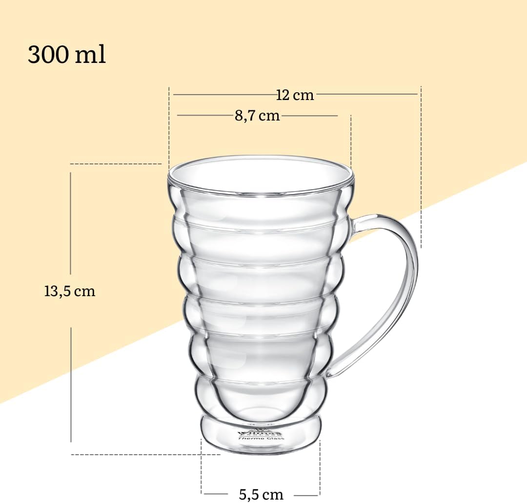Wilmax Doppelwandiger Thermobecher 300 ml Transparent aus Glas