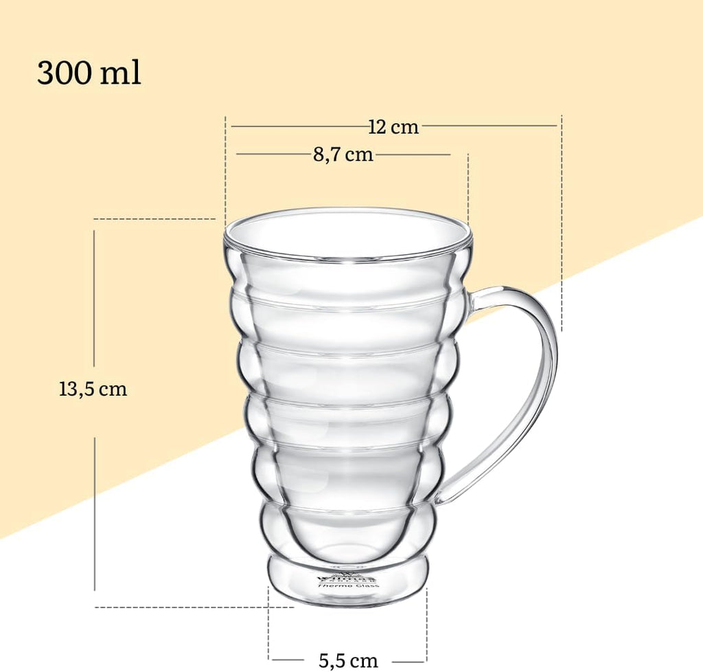 Wilmax Doppelwandiger Thermobecher 300 ml 6er-Set Transparent