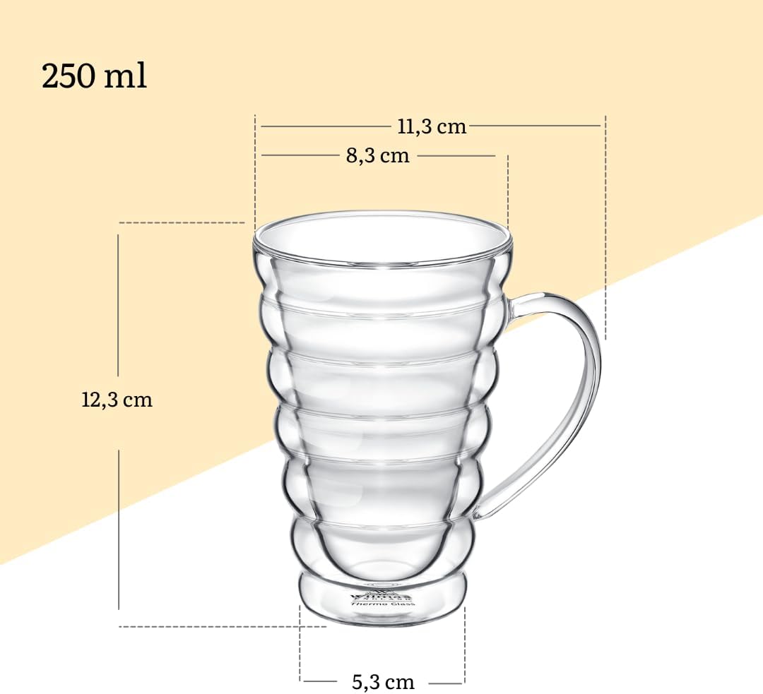 Wilmax Doppelwandiger Thermobecher 250 ml 2er-Set Transparent