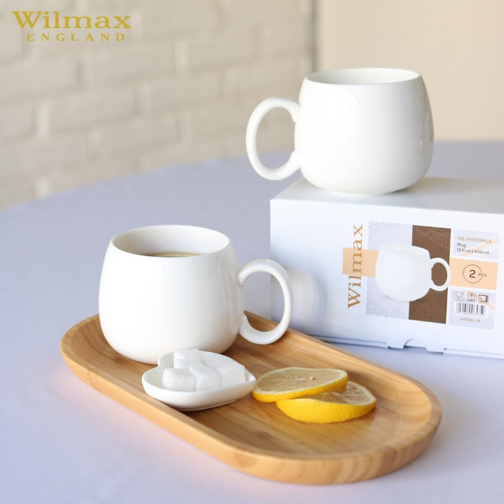 Wilmax Tasse 400 ml 2er-Set Weiß aus Porzellan