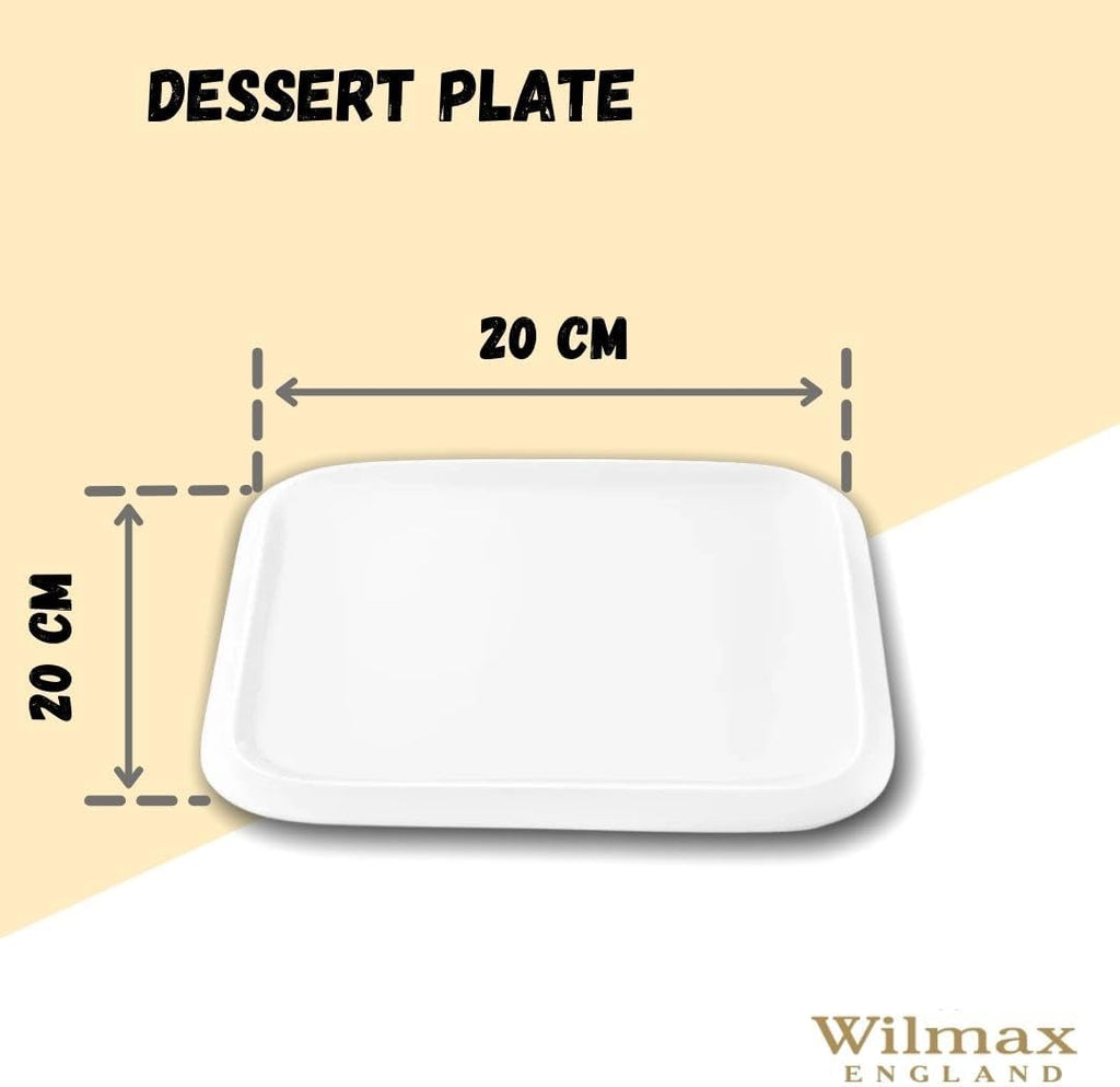 Wilmax Quadratischer Dessertteller 20 × 20 cm Weiß aus Porzellan