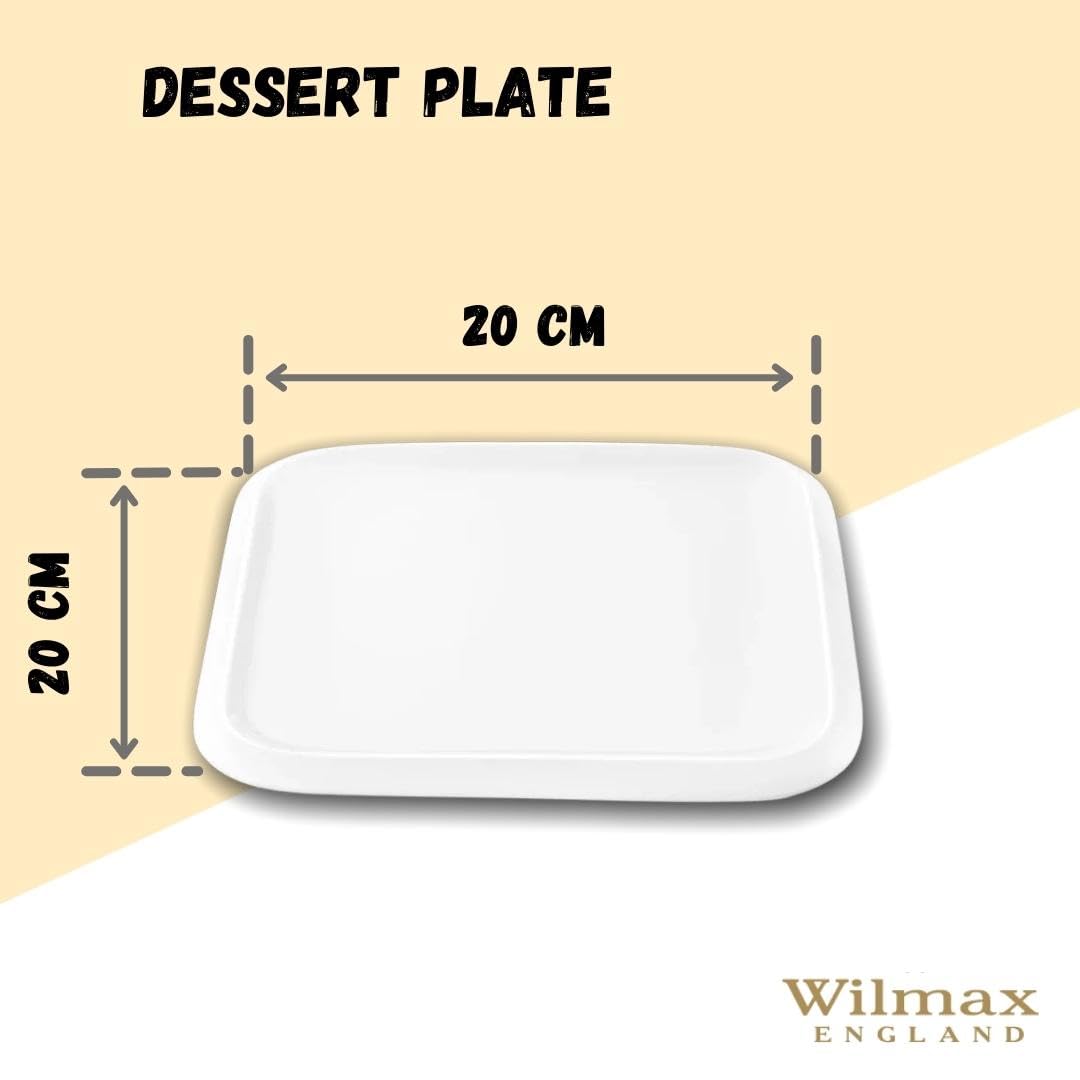 Wilmax WL-991227/A Porzellan Dessertteller, Weiss, 20cm Länge, 20cm Breite