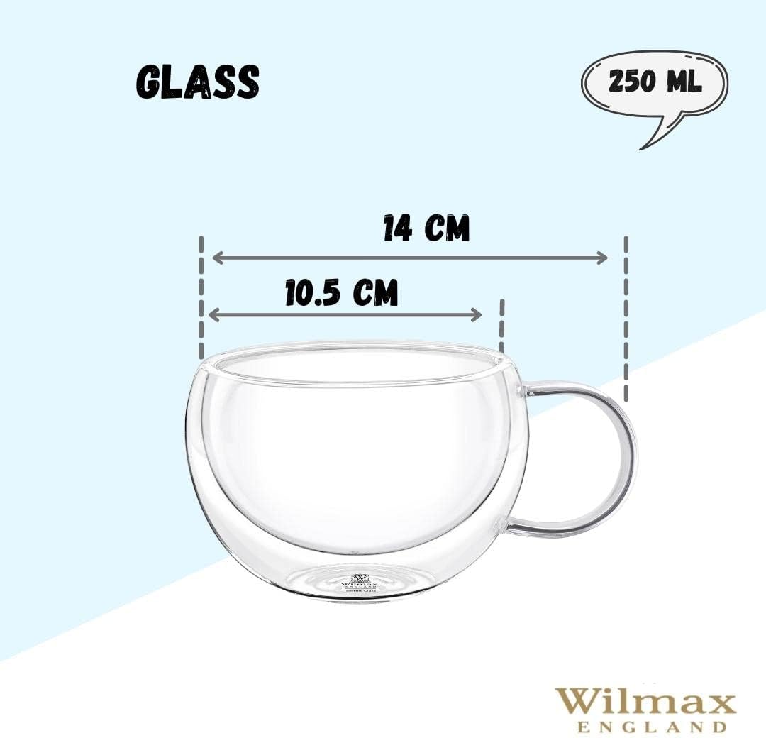 Wilmax Doppelwandige Glastasse 250 ml 2er-Set Transparent