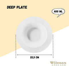 Wilmax Tiefer Teller 22,5 cm Weiß Porzellan 6er Set WL-880102/6C