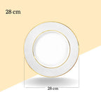 Wilmax Speiseteller 28 cm 2er-Set Weiß mit Goldlinien aus Porzellan