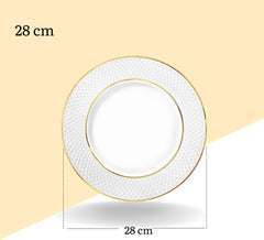 Wilmax England Speiseteller mit Goldlinien, 28 cm, Porzellan, WL-880102106/A
