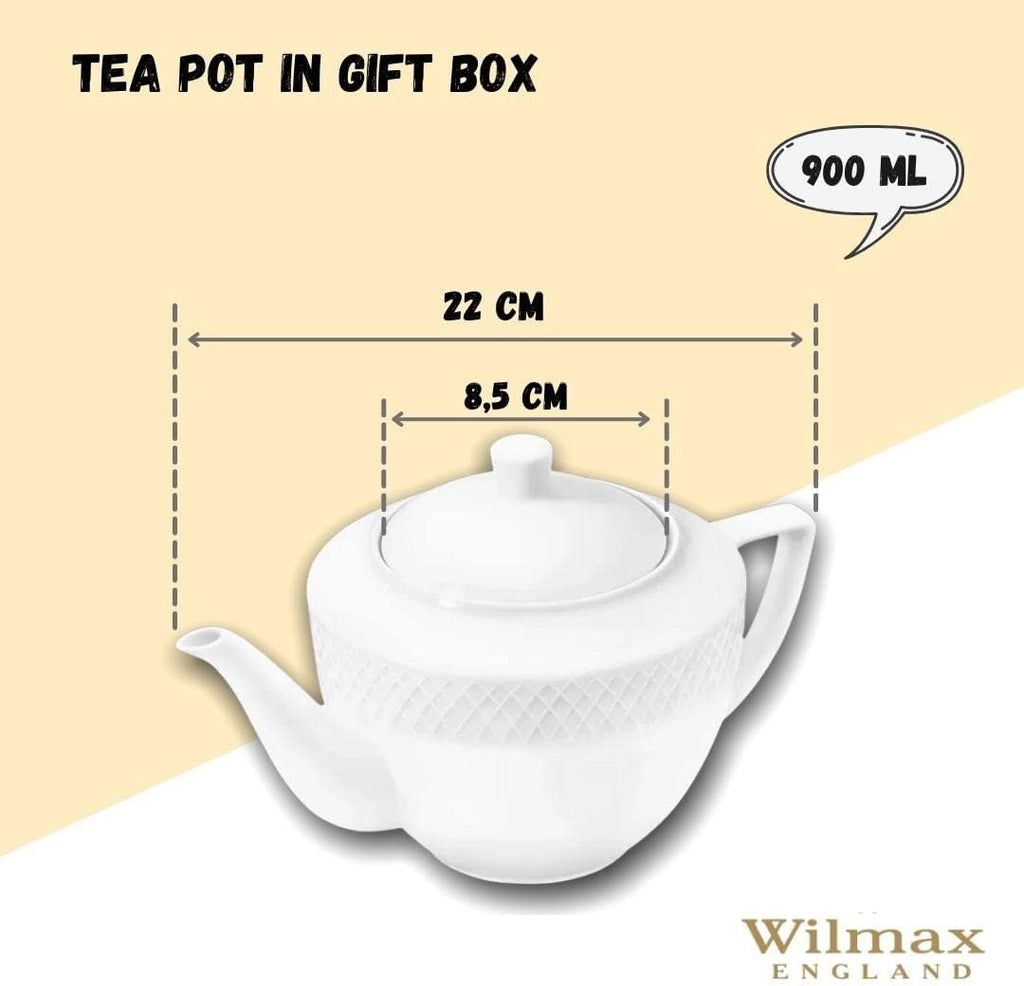 Wilmax Kaffee- und Teekanne mit integriertem Ausgusssieb mit integriertem Ausgusssieb 900 ml Weiß aus Porzellan