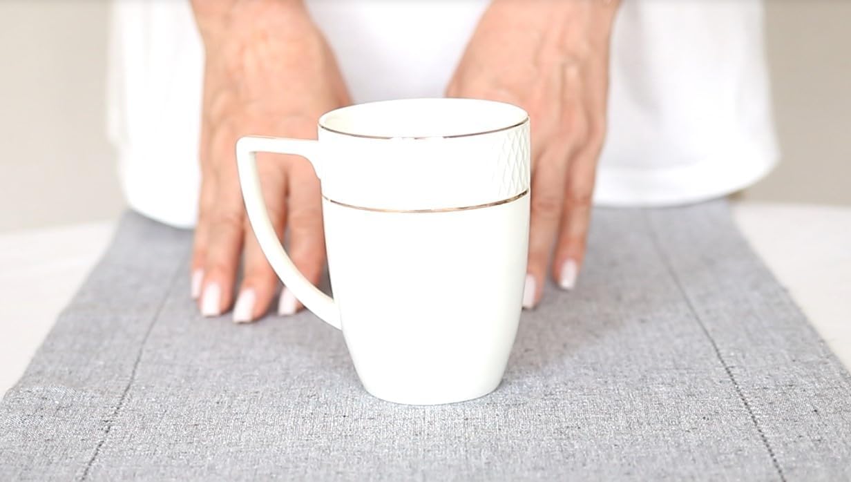 Wilmax Tasse 450 ml 6er-Set Weiß mit goldfarbenem Dekor aus Porzellan