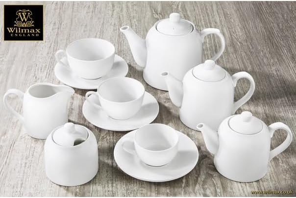 Wilmax WL-993002/2C Porzellan Kaffeetassen- und Untertassen-Set, Weiss, 100mL Kapazität, 2 Stück