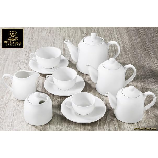 Wilmax WL-993002/6C Porzellan Kaffeetassen- und Untertassen-Set, Weiss, 100mL Kapazität, 6 Stück