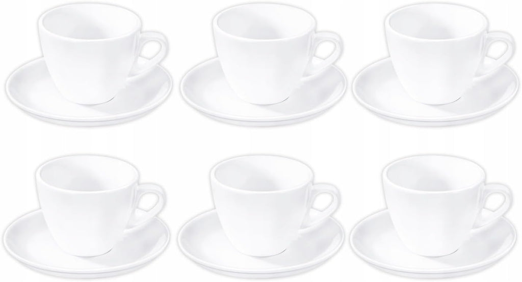 Wilmax Kaffeetasse mit Untertasse 110 ml 6er-Set Weiß aus Porzellan