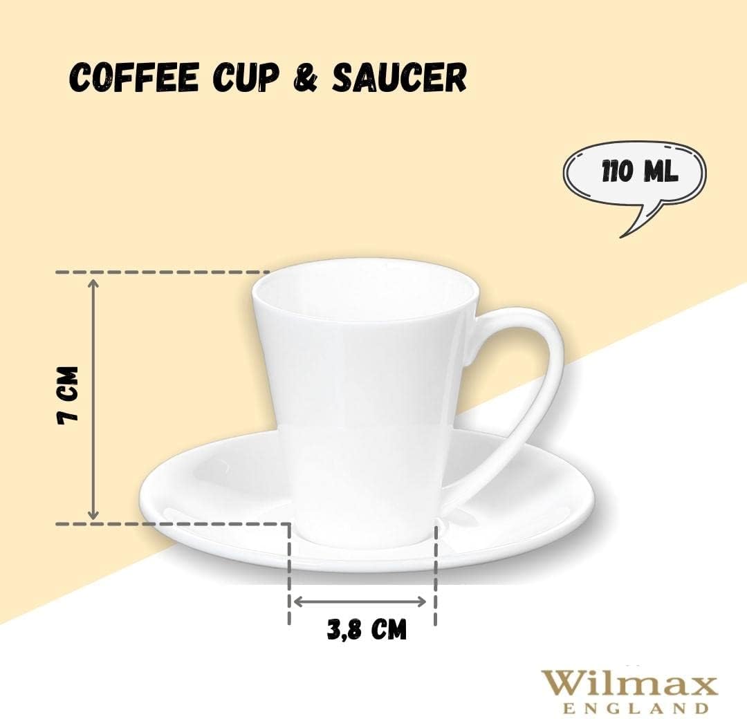 Wilmax Kaffee Tassen & Untertassen Set aus Porzellan 110 ml – WL-993054/2C