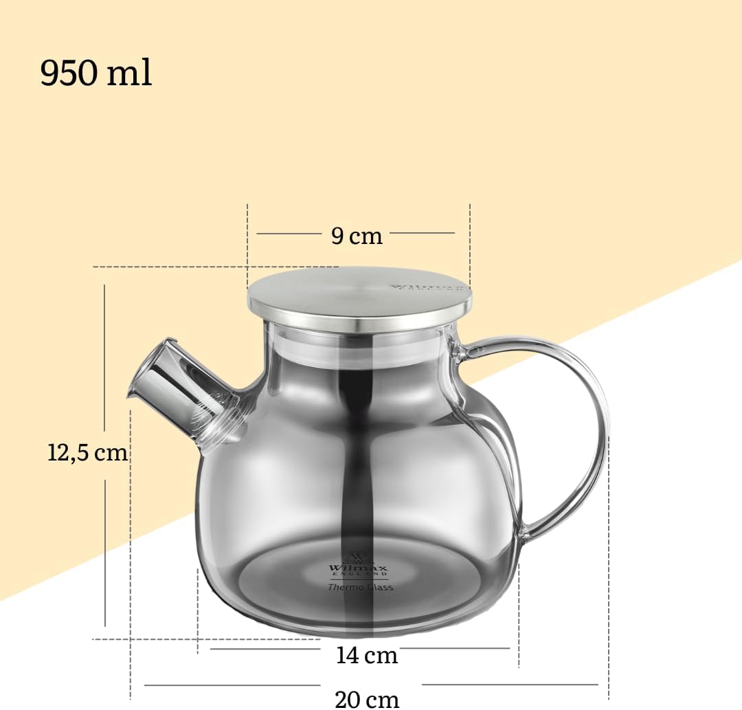 Wilmax Teekanne 950 ml Thermoglas Federfilter Grau WL-888810002/A