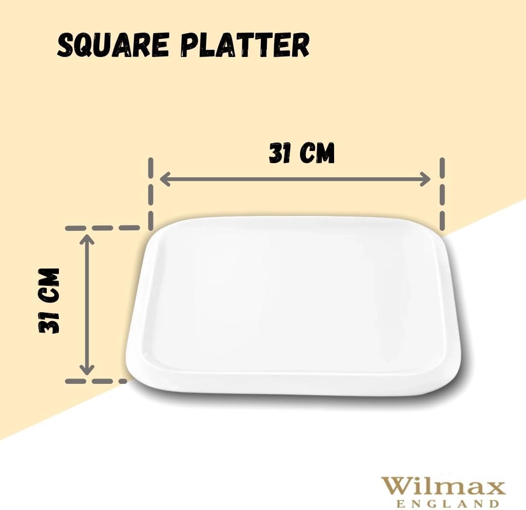 Wilmax WL-991229/A Porzellan Quadratische Platte, Weiss, 31cm Länge, 31cm Breite