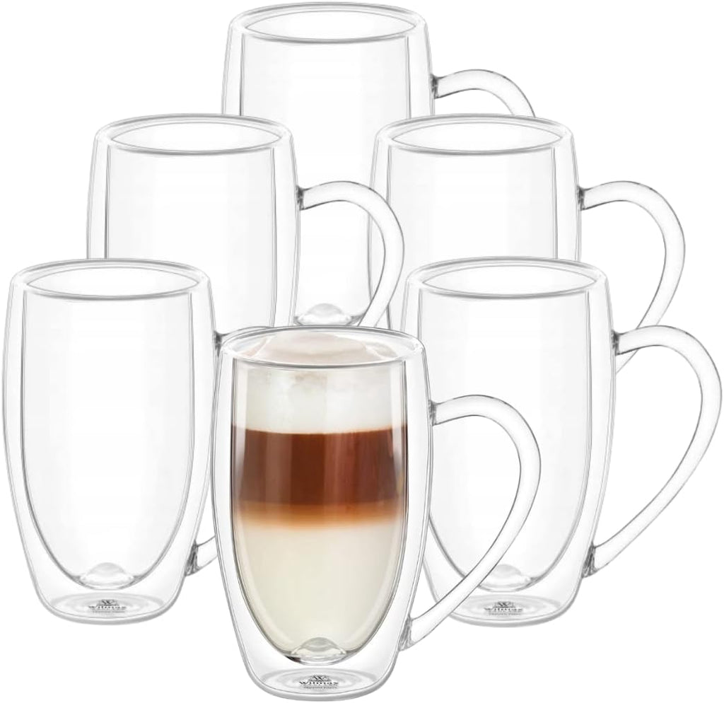 Wilmax Doppelwandiger Becher 400 ml 6er-Set Transparent