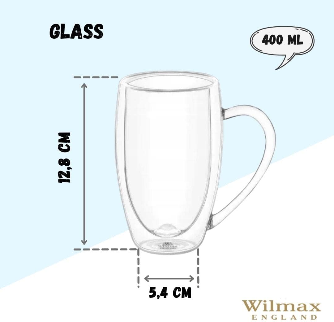 Wilmax Doppelwandige Gläser 400 ml Borosilikatglas 6er Set WL-888741/A6