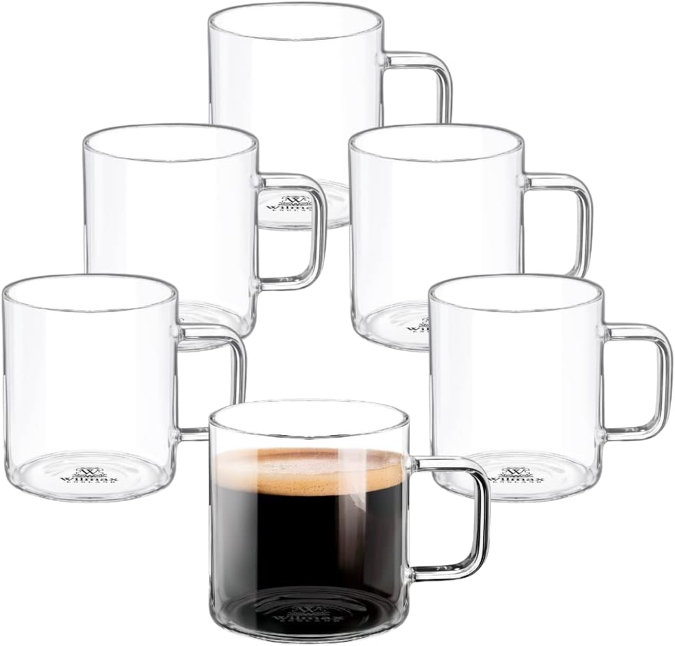 Wilmax Getränkeset 7-teilig mit Teekanne 1100 ml mit Edelstahlfilter und 6 Kaffeetassen 400 ml