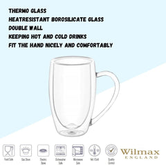 Wilmax | Doppelwandige Thermogläser mit Henkel | 4er-Set | 500 ml