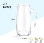 Wilmax Getränkeset 7-teilig mit Krug 1000 ml Transparent aus Crystalline-Glas und 6 Longdrinkgläser 390 ml Transparent aus Crystalline-Glas