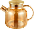 Wilmax Teekanne 1200 ml mit Federfilter und mit Edelstahldeckel Gold aus Thermoglas