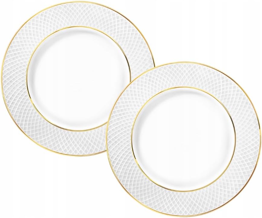 Wilmax Teller 18 cm 2er-Set Weiß mit Goldrand aus Porzellan