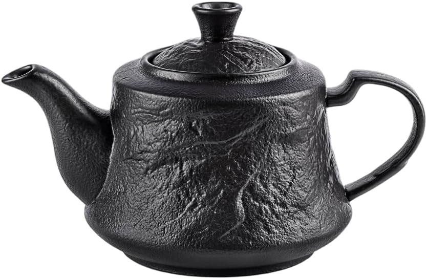Wilmax Kaffee- und Teekanne mit integriertem Ausgusssieb 1100 ml Schwarz aus Porzellan