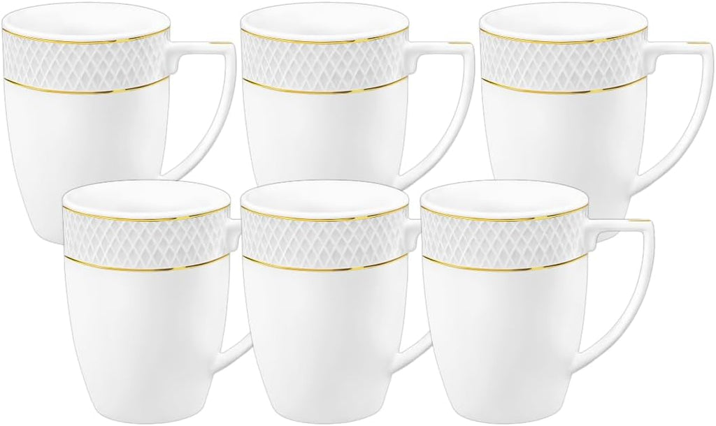 Wilmax Becher 320 ml Weiß Goldrand Porzellan 6er Set WL-880102431/A6