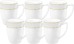 Wilmax Porzellan Becher mit Goldlinien, 320 ml, WL-880102431/A
