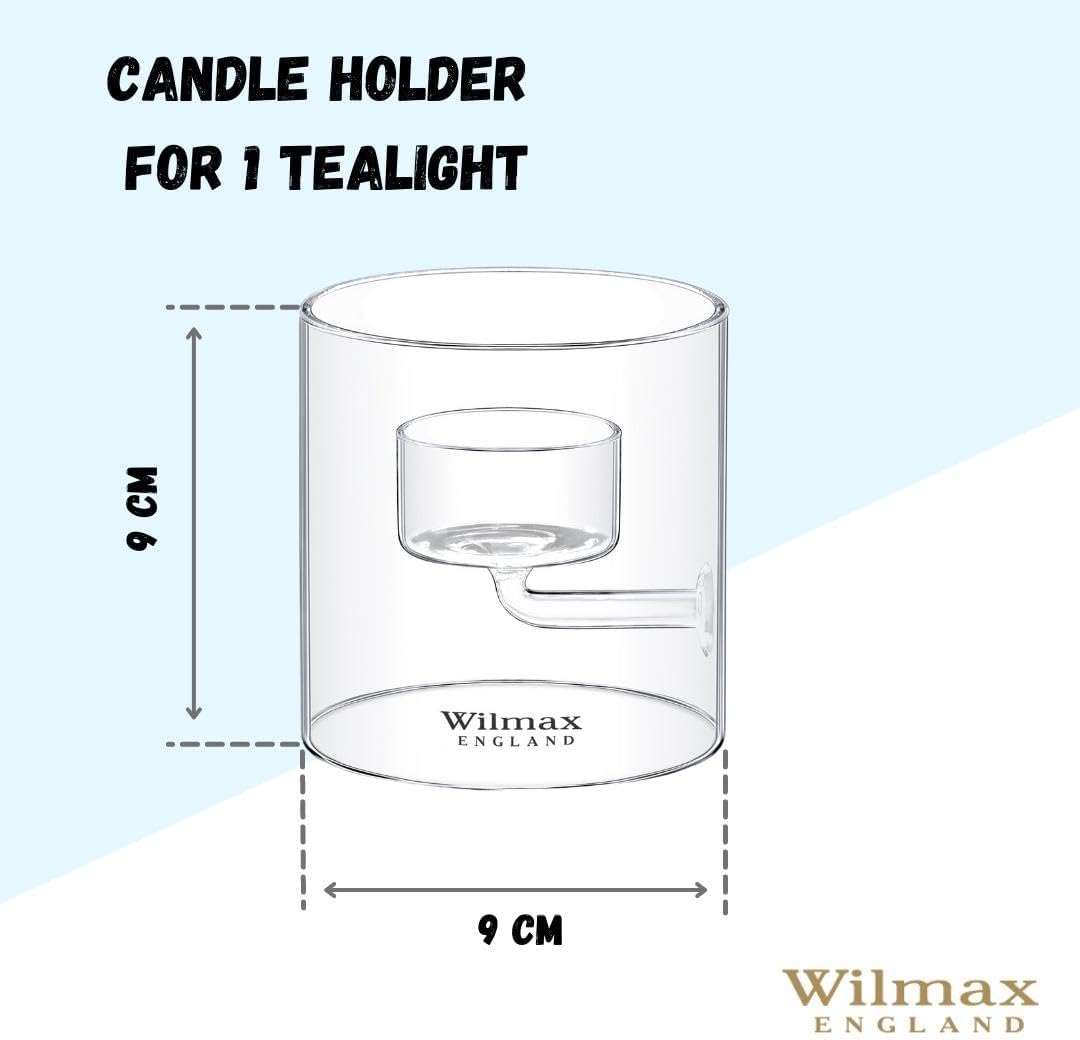 Wilmax Teelichthalter 9 cm Glas Transparent WL-888904/A