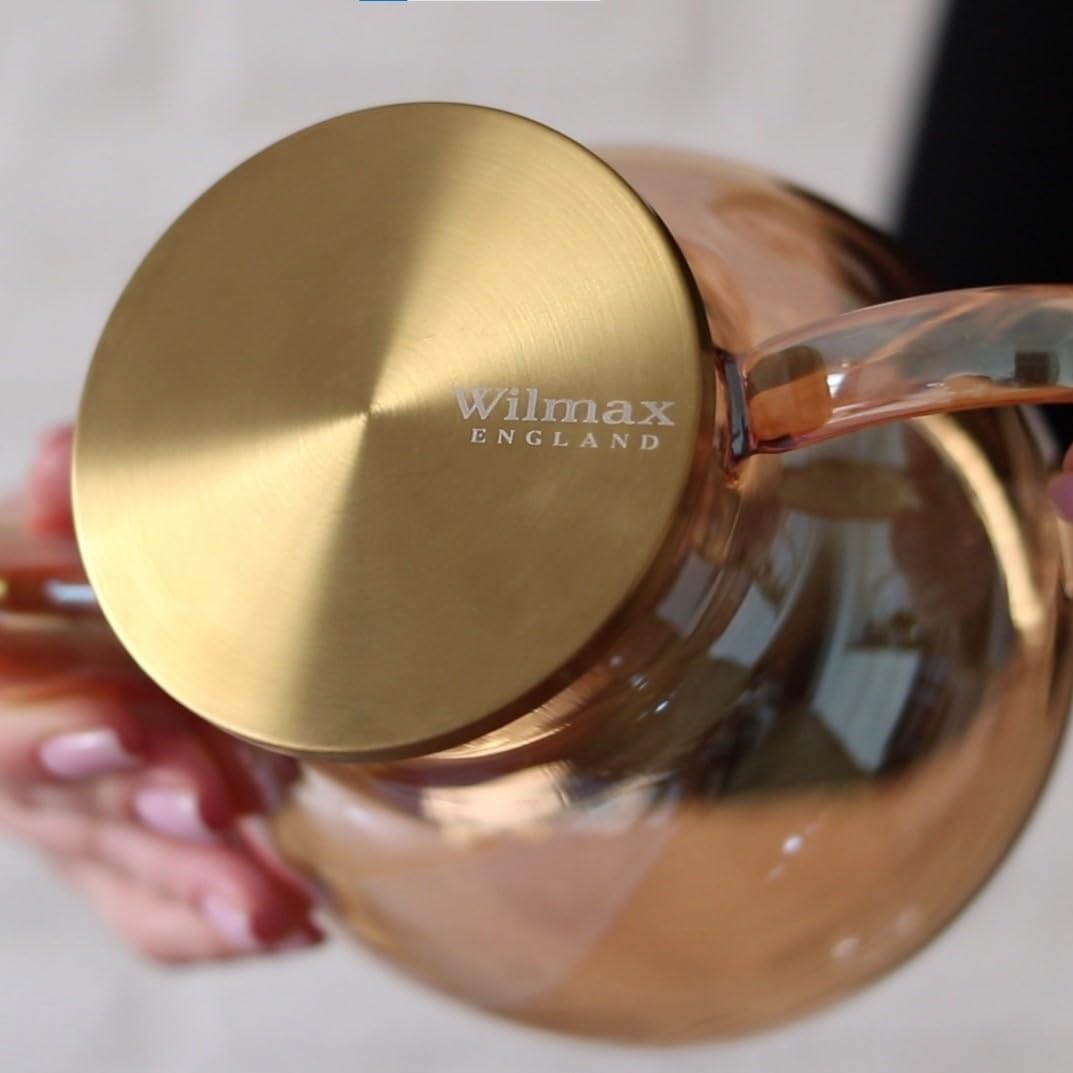 Wilmax Teekanne 950 ml Thermoglas Federfilter Gold WL-888810003/A