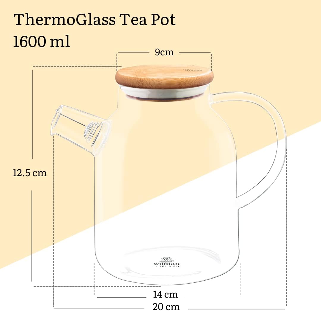 Wilmax Getränkeset 7-teilig mit Teekanne 1100 ml mit Edelstahlfilter und 6 Kaffeetassen 400 ml