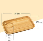 Wilmax Servierset 4-teilig mit Bambustellern 28 × 17,5 cm und Porzellanbechern 630 ml