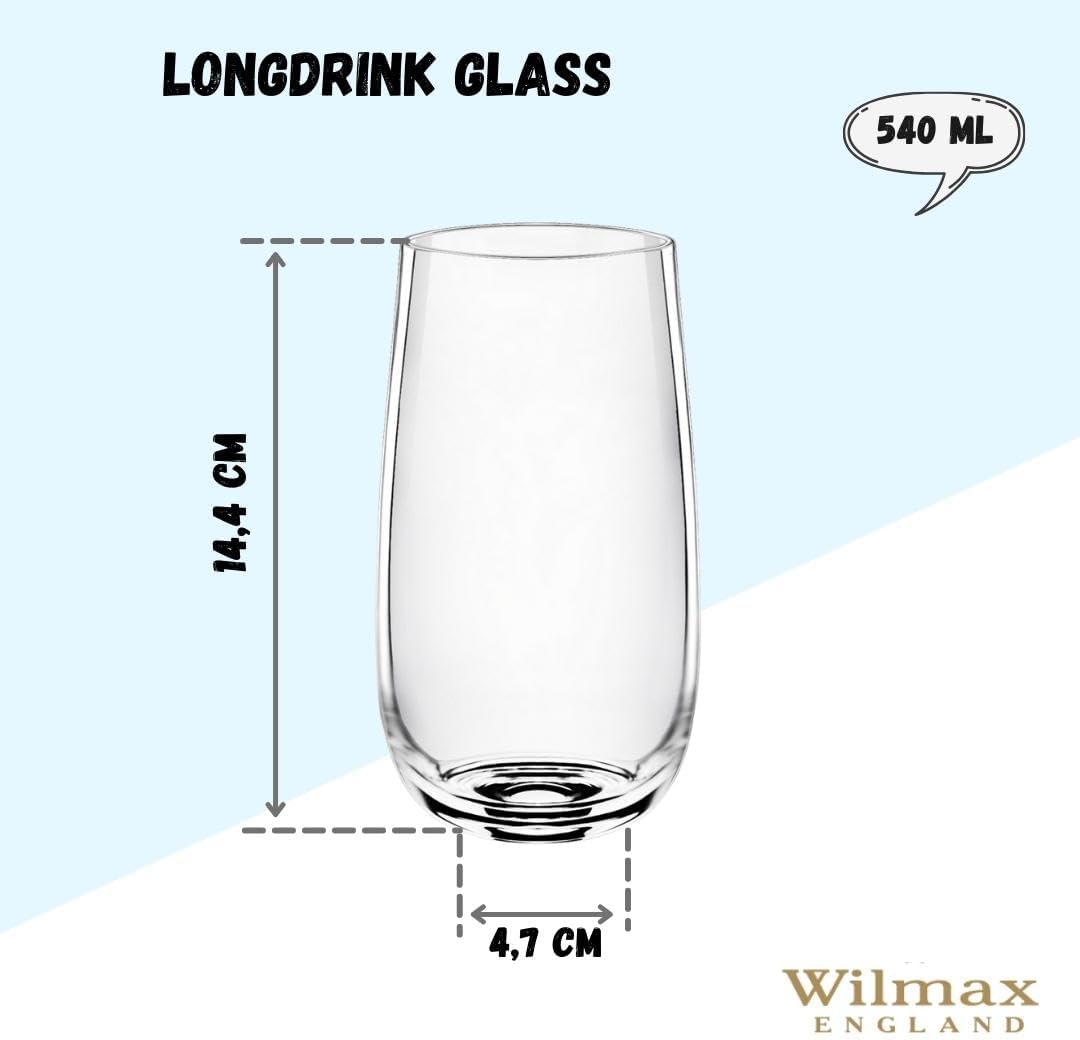 Wilmax Karaffe (1000ml) mit 6 Gläsern(540ml) Kristallglas Set WL-888370/1C-888022/A6