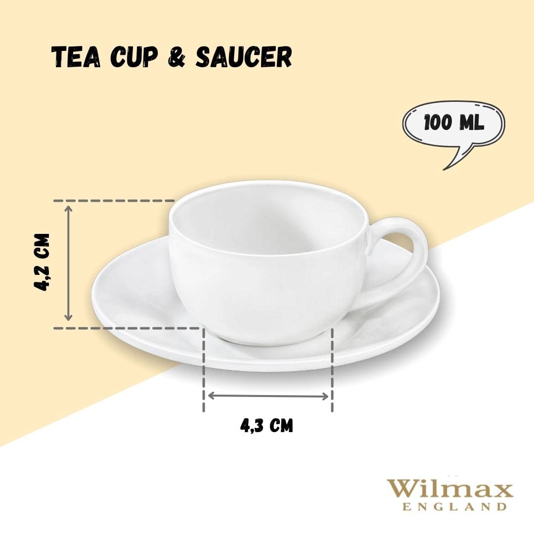 Wilmax WL-993002/2C Porzellan Kaffeetassen- und Untertassen-Set, Weiss, 100mL Kapazität, 2 Stück