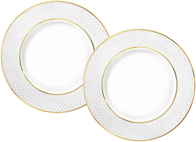 Wilmax Brotteller 15 cm 2er-Set Weiß mit Goldrand aus Porzellan