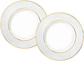 Wilmax Dessertteller 20 cm 2er-Set Weiß mit Goldlinien aus Porzellan