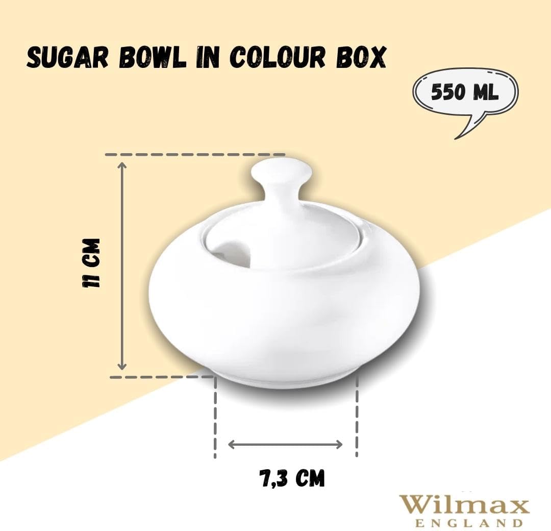Wilmax Zuckerdose mit Deckel 550 ml Weiß Porzellan WL-995030/A