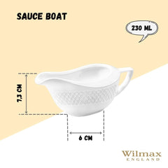 Wilmax WL-880123/1C Porzellan Sauciere, Weiss, 230mL Kapazität