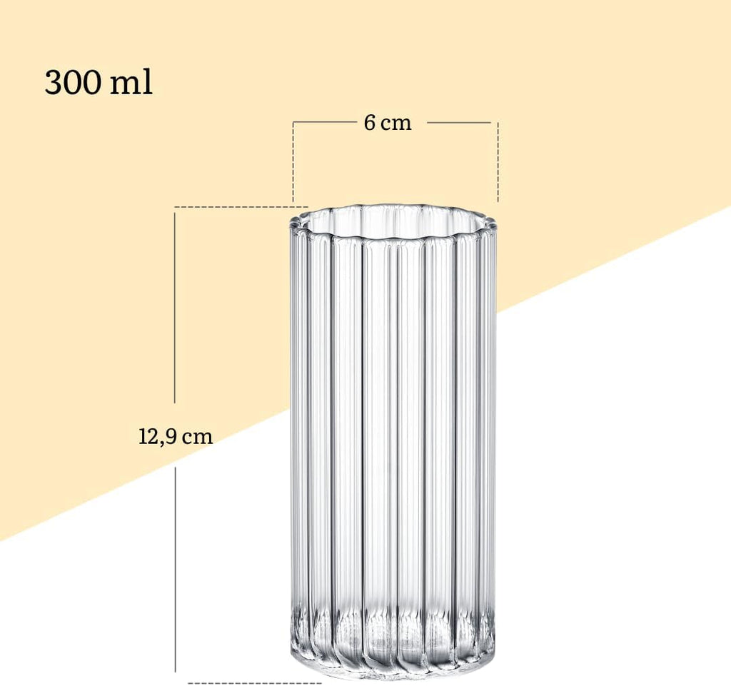 Wilmax Geriffeltes Glas 300 ml 6er Set WL-888625/A6
