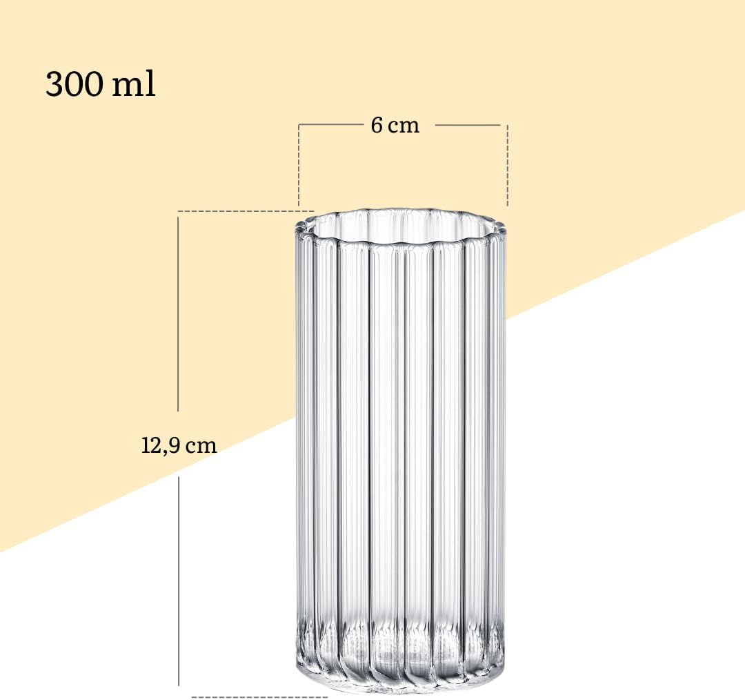 Wilmax Geriffeltes Glas, 300 ml, hitzebeständig, WL-888625/A