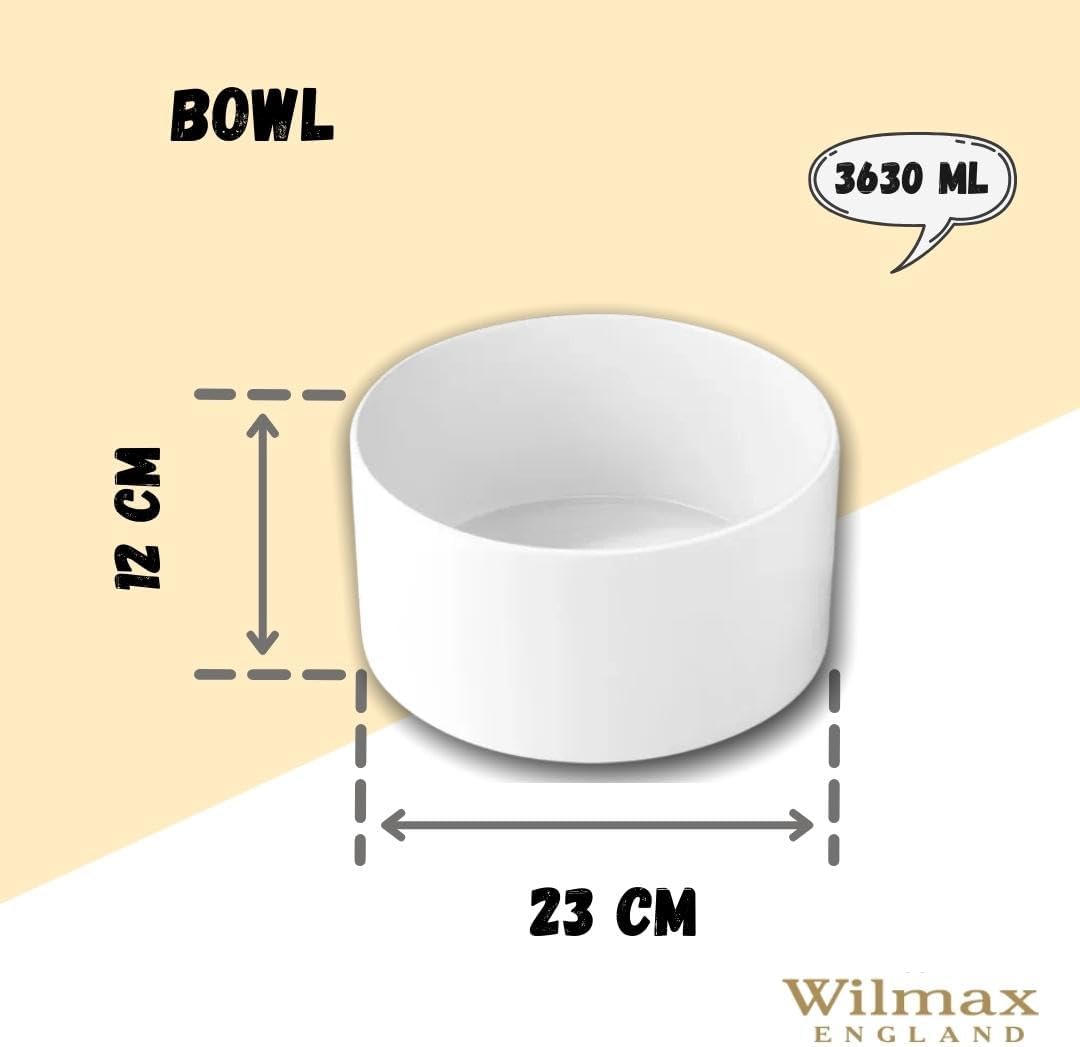 Wilmax Schale 23 cm 3630 ml Weiß aus Porzellan