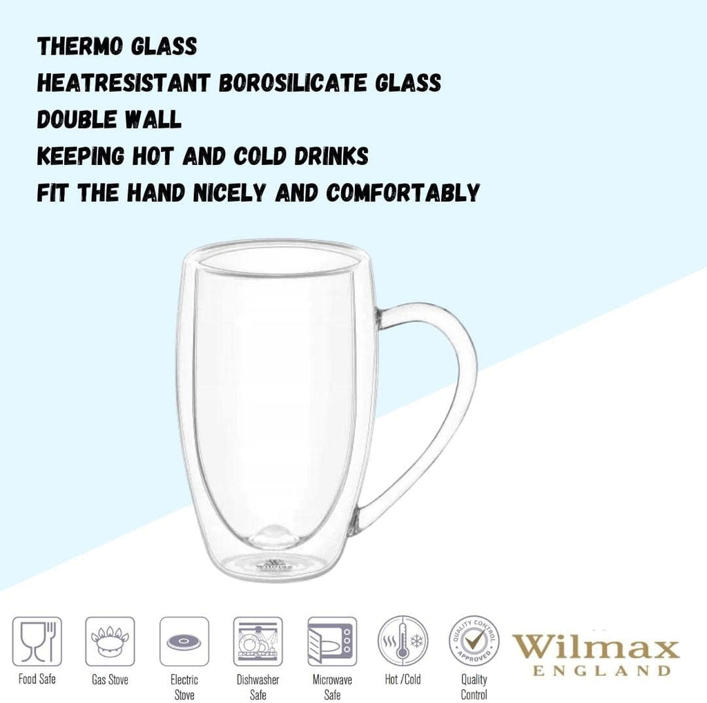Wilmax Doppelwandiger Glasbecher 300 ml 6er-Set Transparent