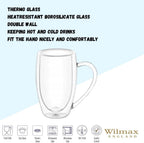 Wilmax Doppelwandiger Glasbecher 300 ml 6er-Set Transparent