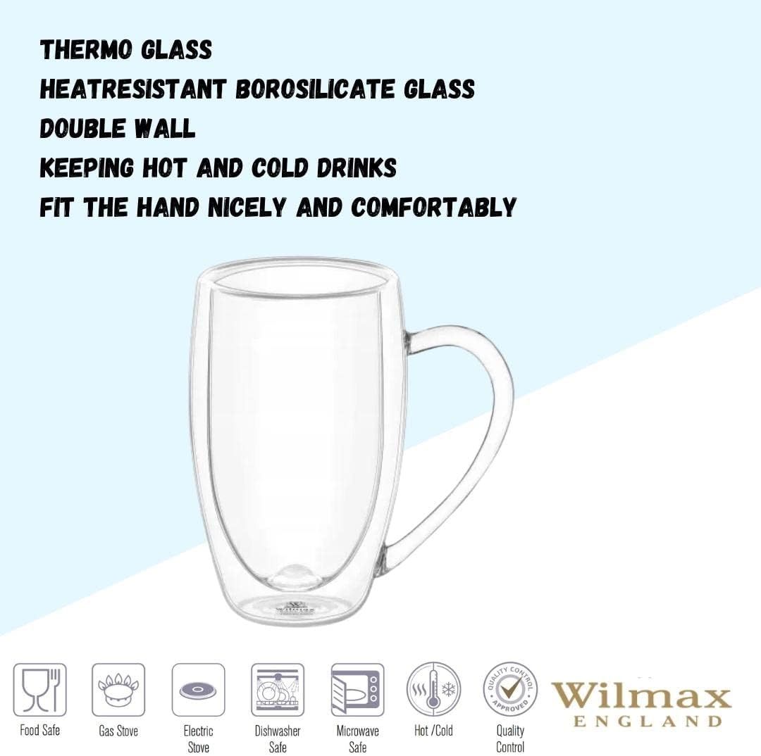 Wilmax Doppelwandiger Glasbecher 300 ml 6er-Set Transparent