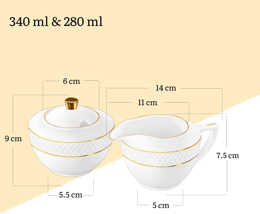 Wilmax Zucker- und Milchkännchen-Set mit Goldrand aus Porzellan 2-teilig